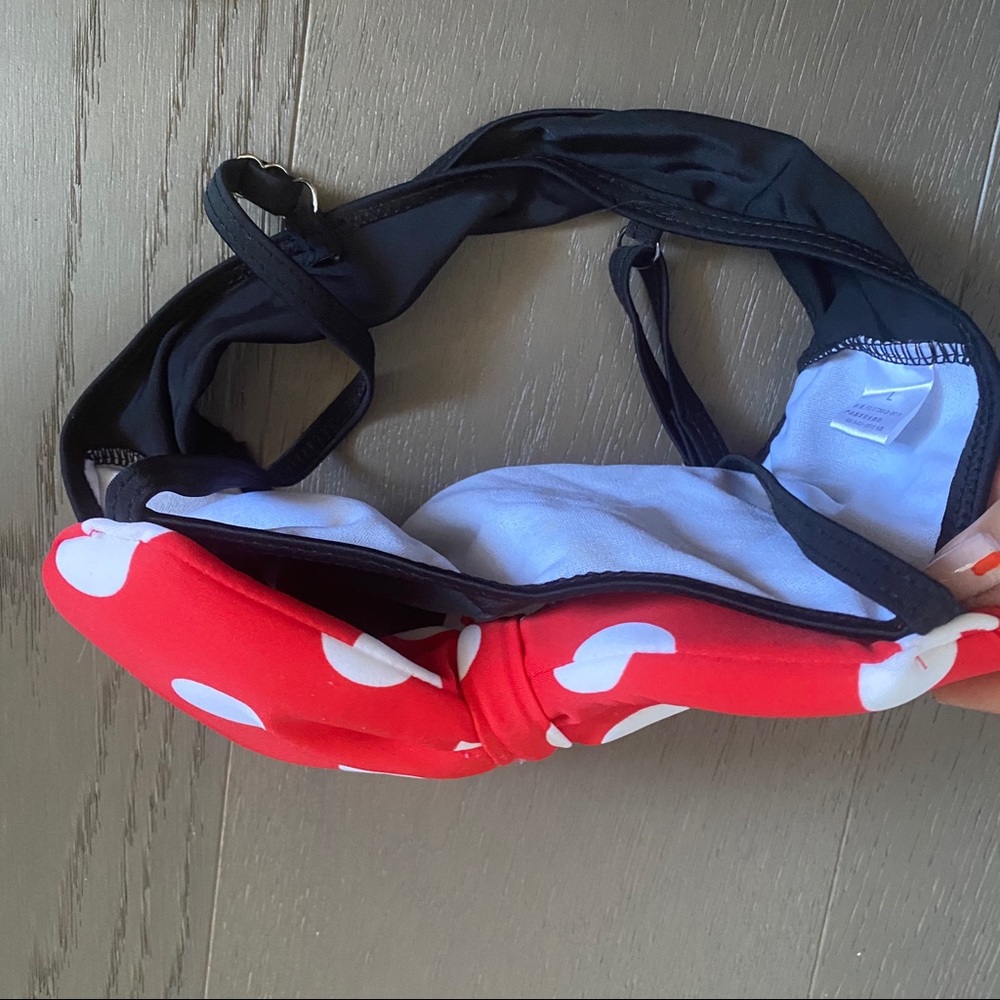 Two-Piece Black Swimsuit Red Polka Dot Bow - Picture 7 of 9
